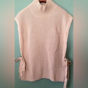 New women’s Sz XL knit turtleneck bow tie casual business vest poncho sweater